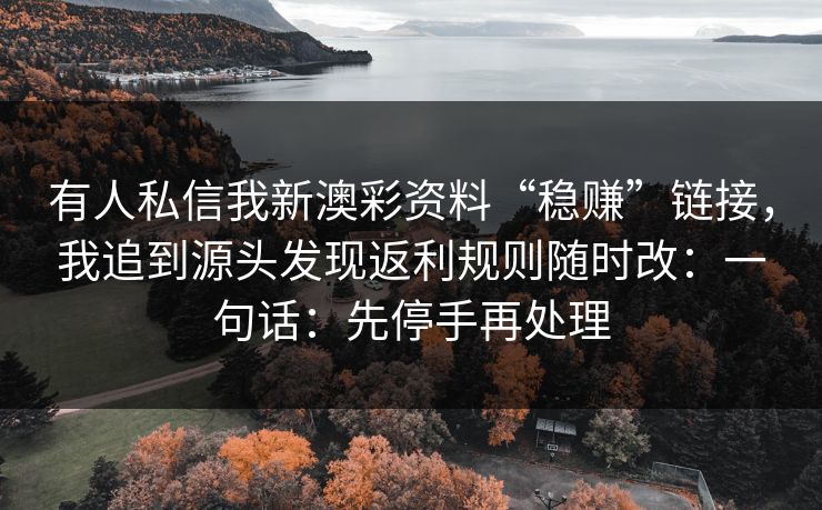 有人私信我新澳彩资料“稳赚”链接，我追到源头发现返利规则随时改：一句话：先停手再处理
