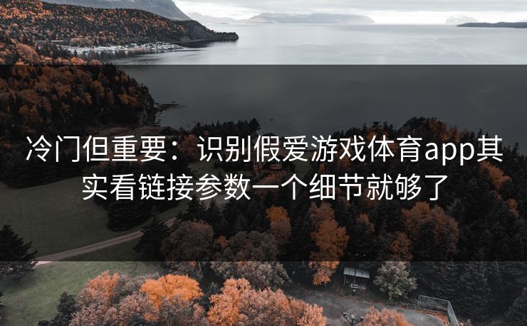 冷门但重要：识别假爱游戏体育app其实看链接参数一个细节就够了